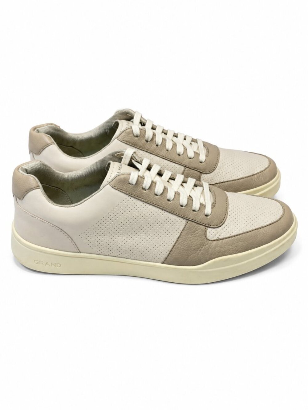 Cole Haan Grand Crosscourt II Leather Sneakers Men's Size 10 Ivory Taupe Comfort